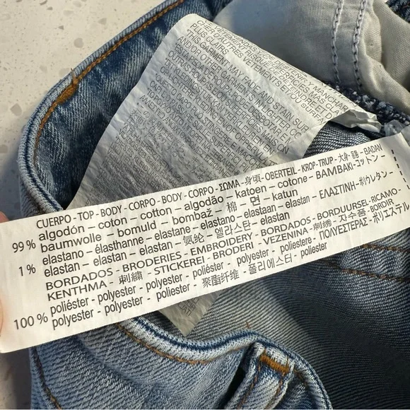 ZARA Z1975 Embroidered Rose Distressed Denim Mini Skirt Size Small - Picture 9 of 9